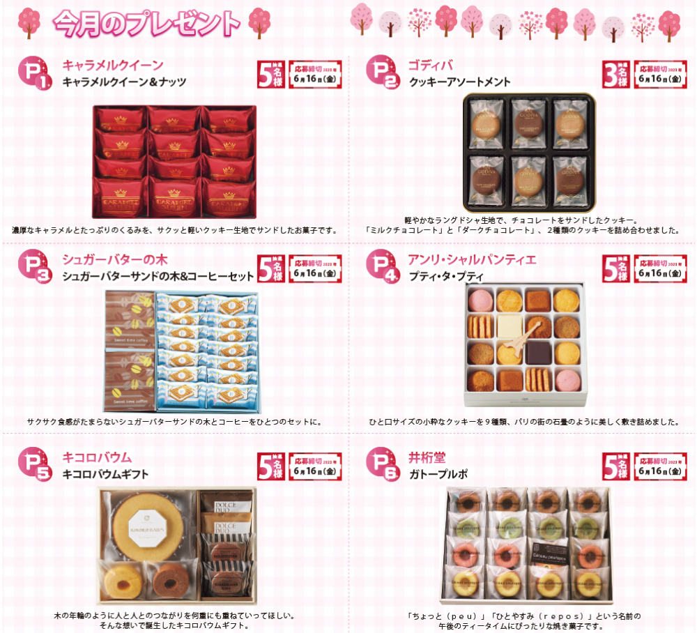 VOL.225のプレゼントは全部で17種類！春のスイーツ特集です